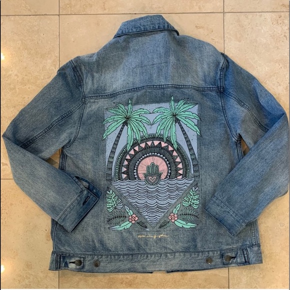 RARE SPIRITUAL GANGSTER Hamsa Graphic Denim Jacket - Picture 4 of 13